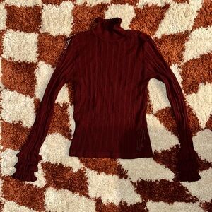 Zara Turtleneck long sleeve ruffle blouse